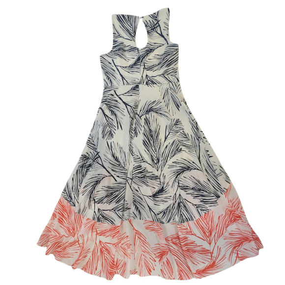 Vince Camuto White Palm Print High-Low Midi Dress Size 8 • Resort Beach Wedding - Picture 6 of 13